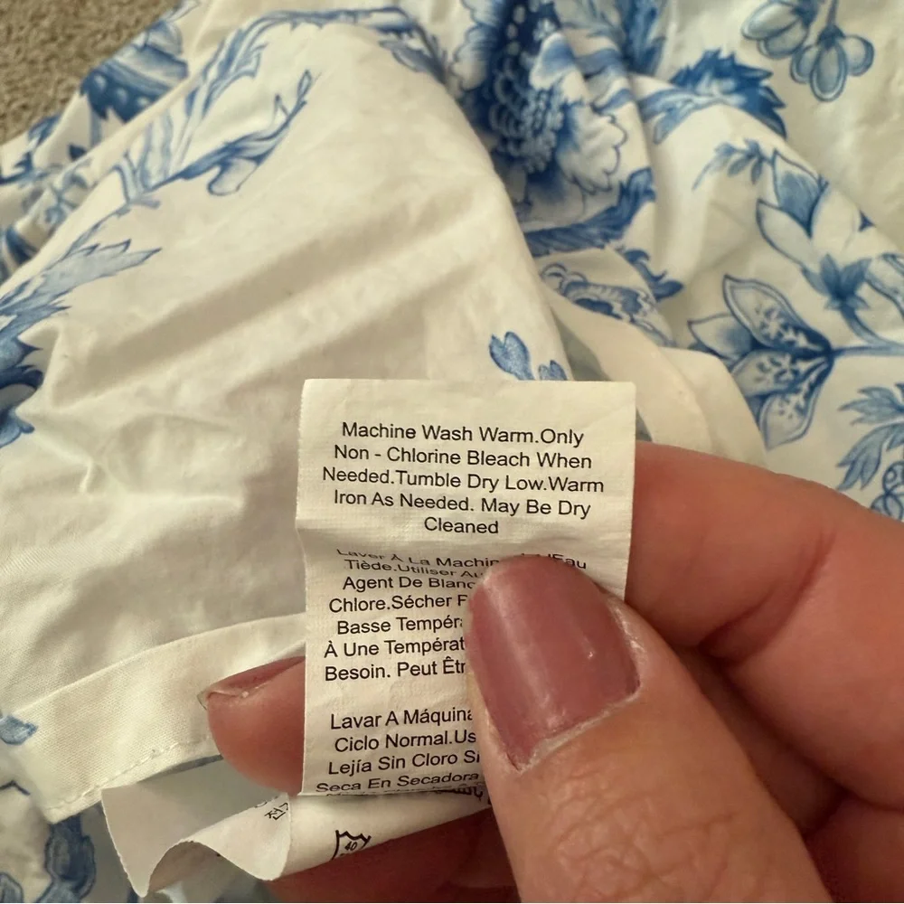 Williams Sonoma Set King Duvet Cover Euro Sham Aerin Fairfield Floral Blue EUC
